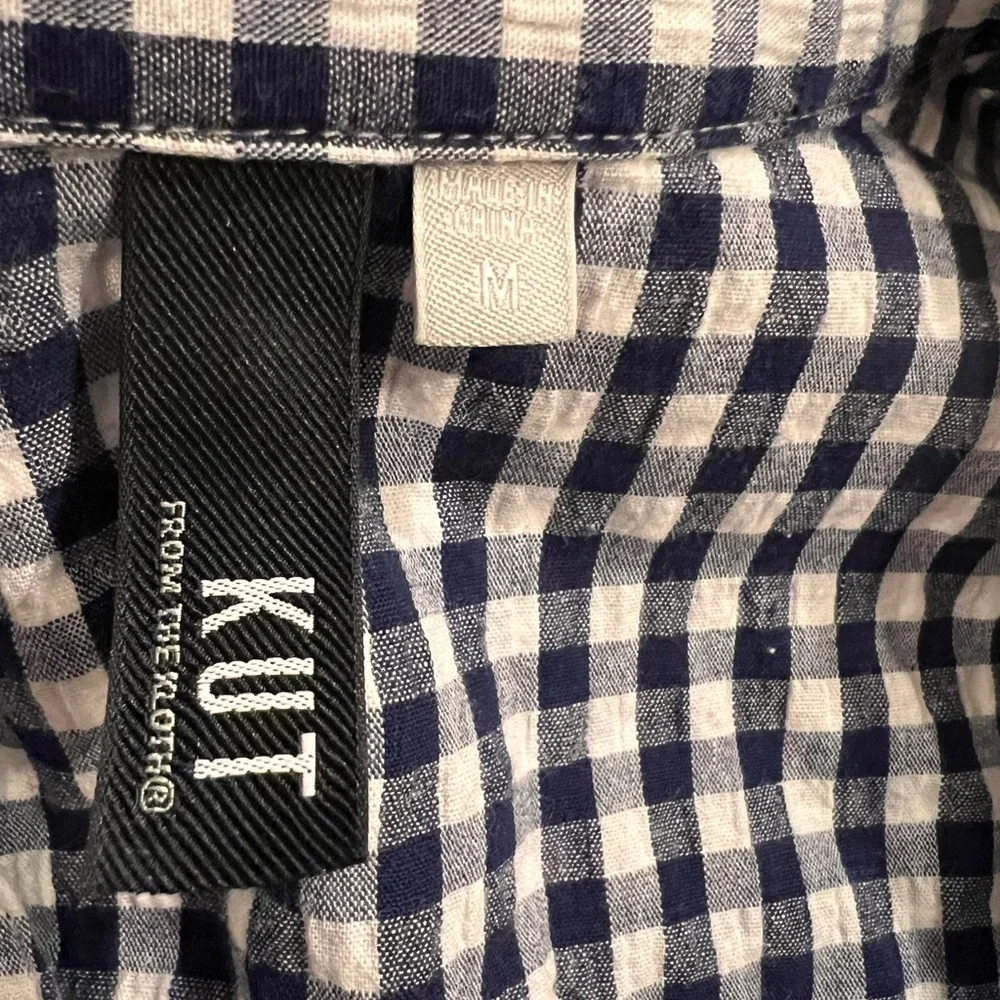 KUT from the kloth M Navy / White Check Button Down - Picture 6 of 11